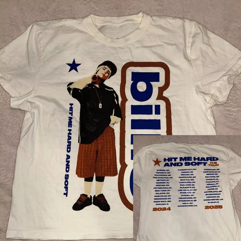 2025 Summer Billie Tee Oversize TShirt New Hit Me Hard and Soft Tour Shirt Cotton T-shirt Women's and Men's Tee Popular Shirt