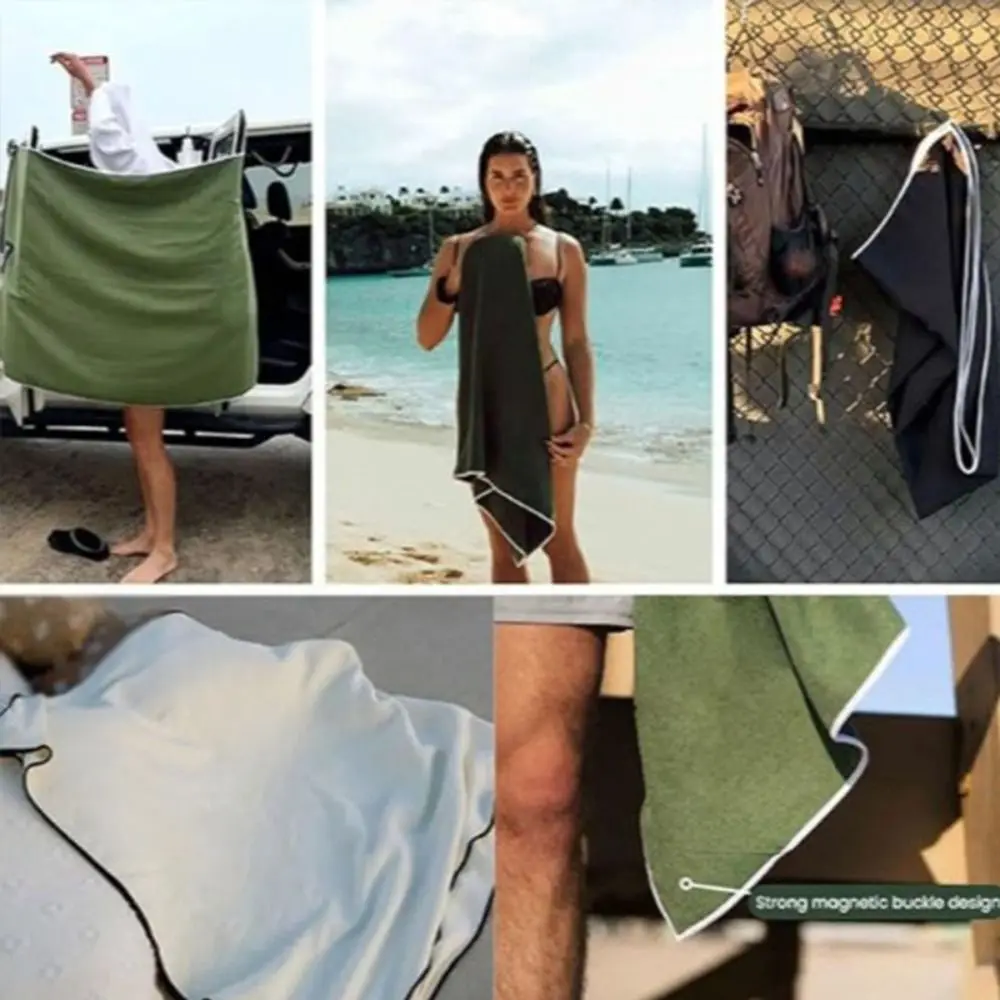Asciugamano da bagno magnetico portatile per esterni Asciugamano da bagno in fibra di pile di corallo ad asciugatura rapida Asciugamano da bagno portatile per esterni Asciugamano da spiaggia
