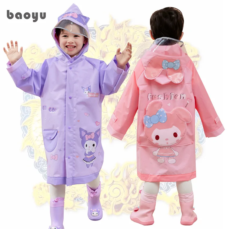 

Cinnamoroll Kuromi Anime Kawaii Sanrio Children Raincoat Cute Cartoon My Melody Boys Girls Waterproof Rain Coat Kids Gifts