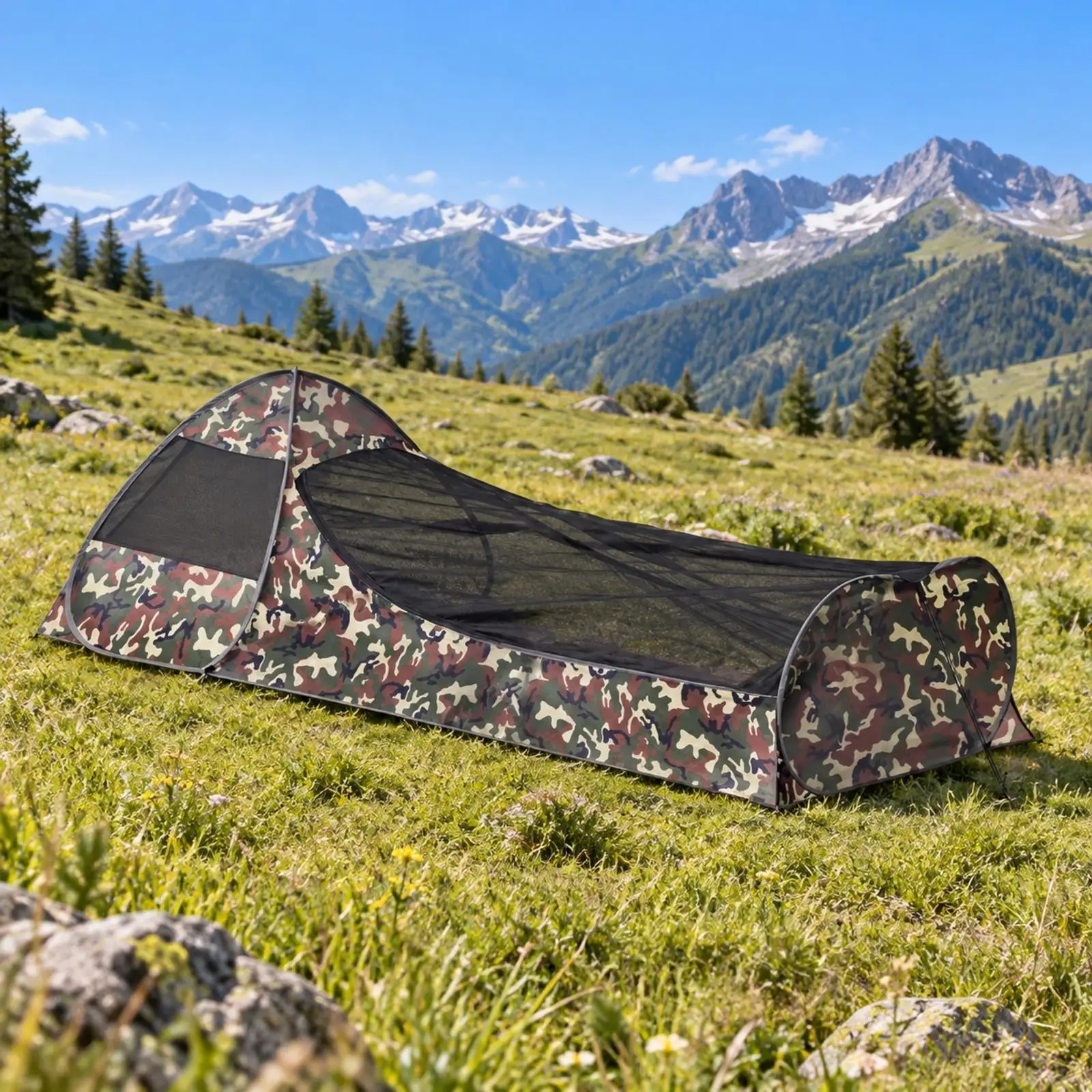 Tunnel-Style Tent Lightweight Single-Person Camping Tent Compact Outdoor Shelter