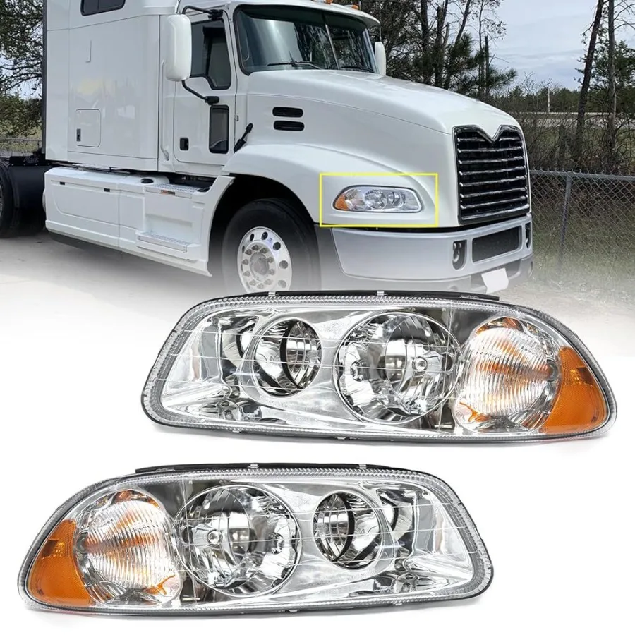 

light Assembly Fit for MACK GU4 GU5 GU7 CT713 GU8 CX CXN CXU CTP Semi Trucks Pair of Chrome lamp Left Driver Right Passenger Si