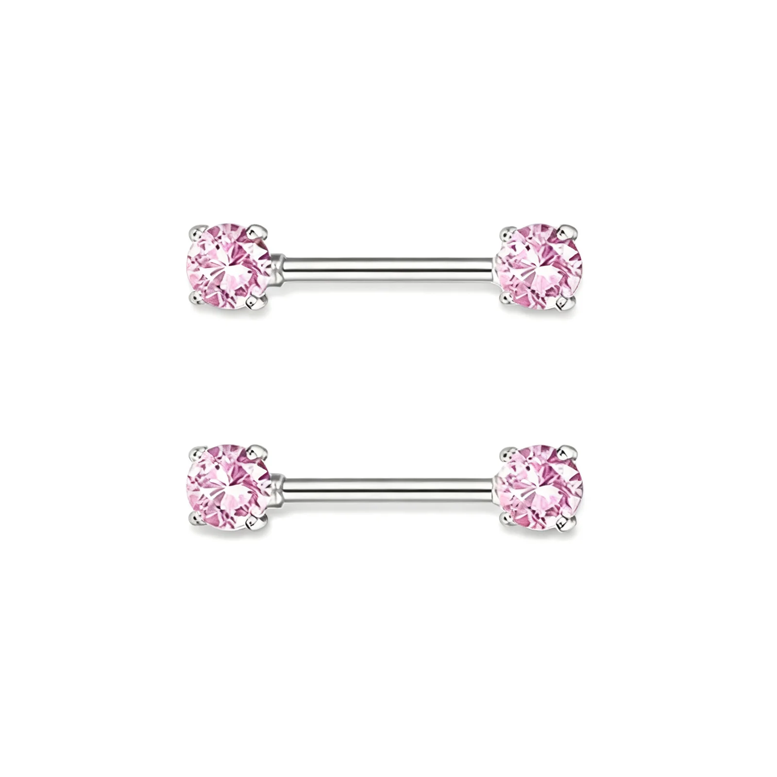 Heart Piercing Jewelry Pink Rings Set Of 6 Pairs With Different Styles Stainless Steel Bar
