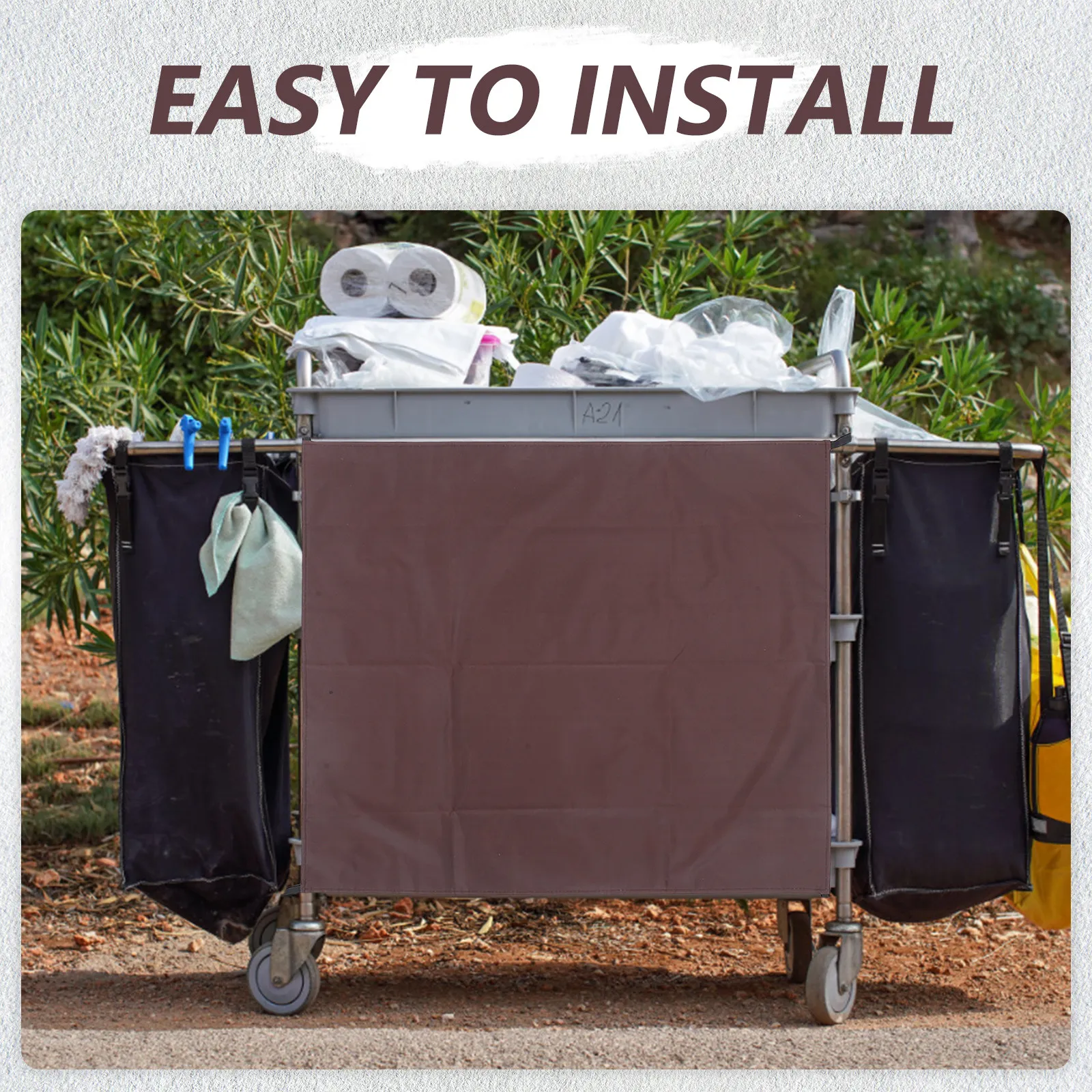 Oxford Cloth Housekeeping Cart Cover Dustproof Weatherproof Tie Strap Design for Cleaning Trolleys Janitorial Hospitality