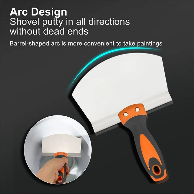 

Stainless Steel Curved Scraper Paint Plaster Shovel Putty Knife Scraper Blade Paint Feeder Filling Spatula Scraping Putty Tools