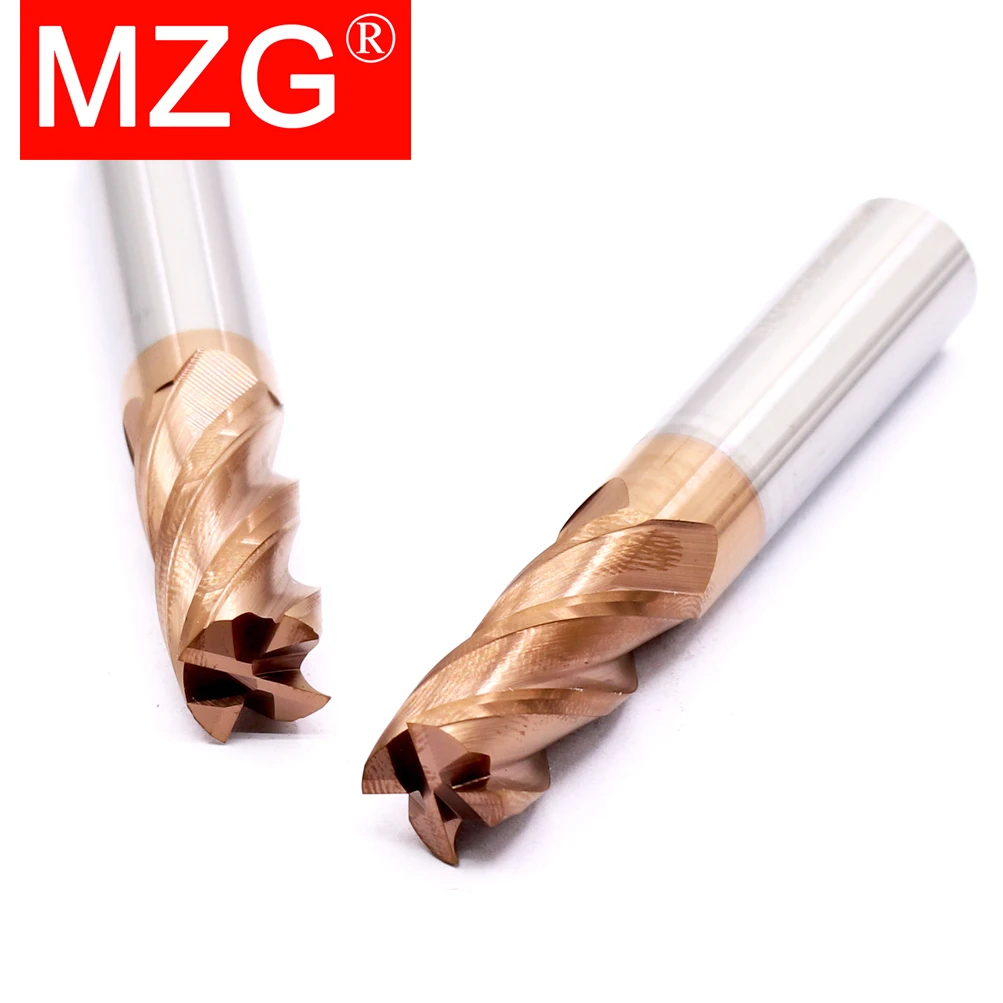 MZG 4 Flute HRC55 Endmill CNC Machine Tungsten Steel Milling Cutter Tools 0.8-20mm 4mm 8mm Carbide Head Alloy Flat End Mills Set