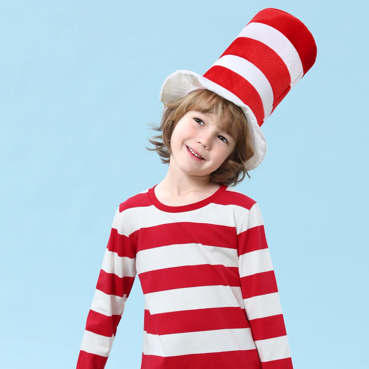 Chapeau de Costume pour tout-petits, haut rayé rouge et blanc, casquette de noël pour enfants, accessoires de spectacle Cosplay pour fête d'anniversaire de 4 à 8 ans