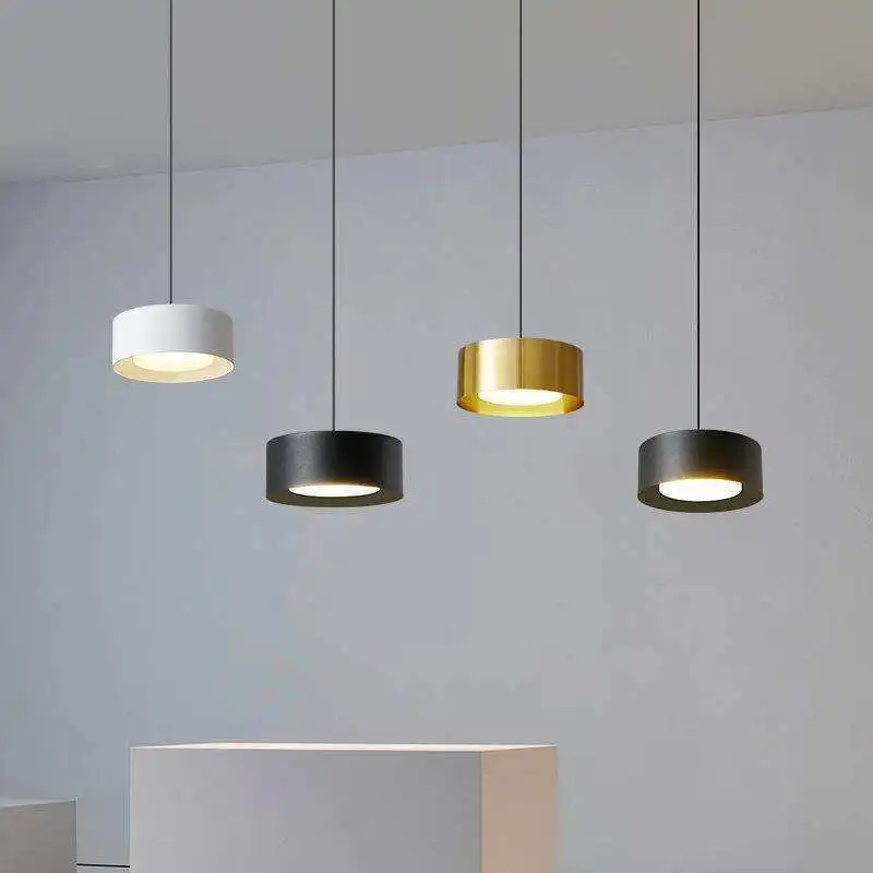Minimalist concentric circle bedroom pendant light modern simple light luxury texture metal small chandelier for bedside home us