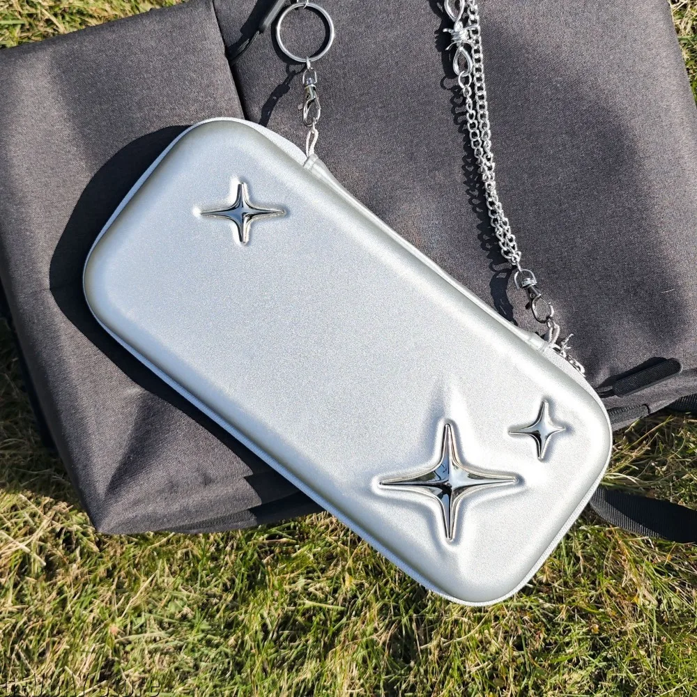 

Винтажная сумка для хранения Y2K, серебристая для Switch2 PU + EVA, портативная сумка-тоут с текстурой премиум-класса, подарок для чехла Switch, чехол для Nintendo Switch