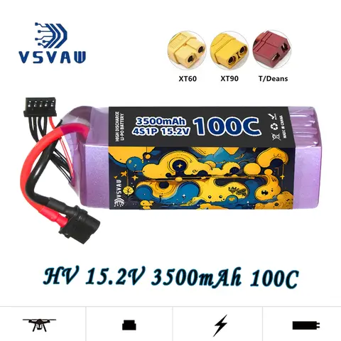 최대 업그레이드 100C/200C VSVAW 3500mAh 15.2V 4S Lipo 배터리, HV 리모컨 자동차 모델, 선박 FPV 장난감 리튬 이온 배터리