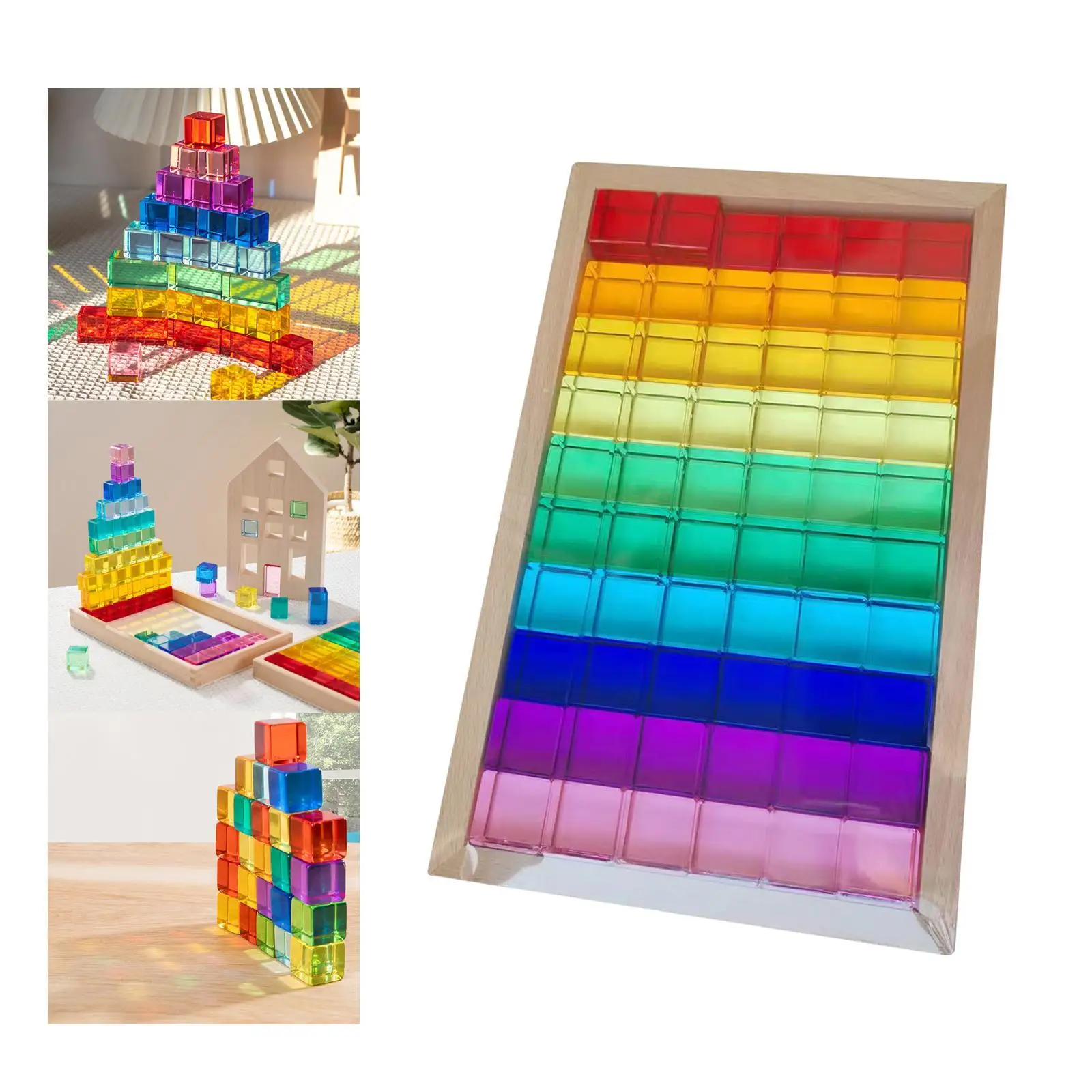 

Cube Blocks Set Fine Motor Skills Spatial Awareness with Wooden Storage Box Learning Toys Building Blocks for Boys Girls Gift