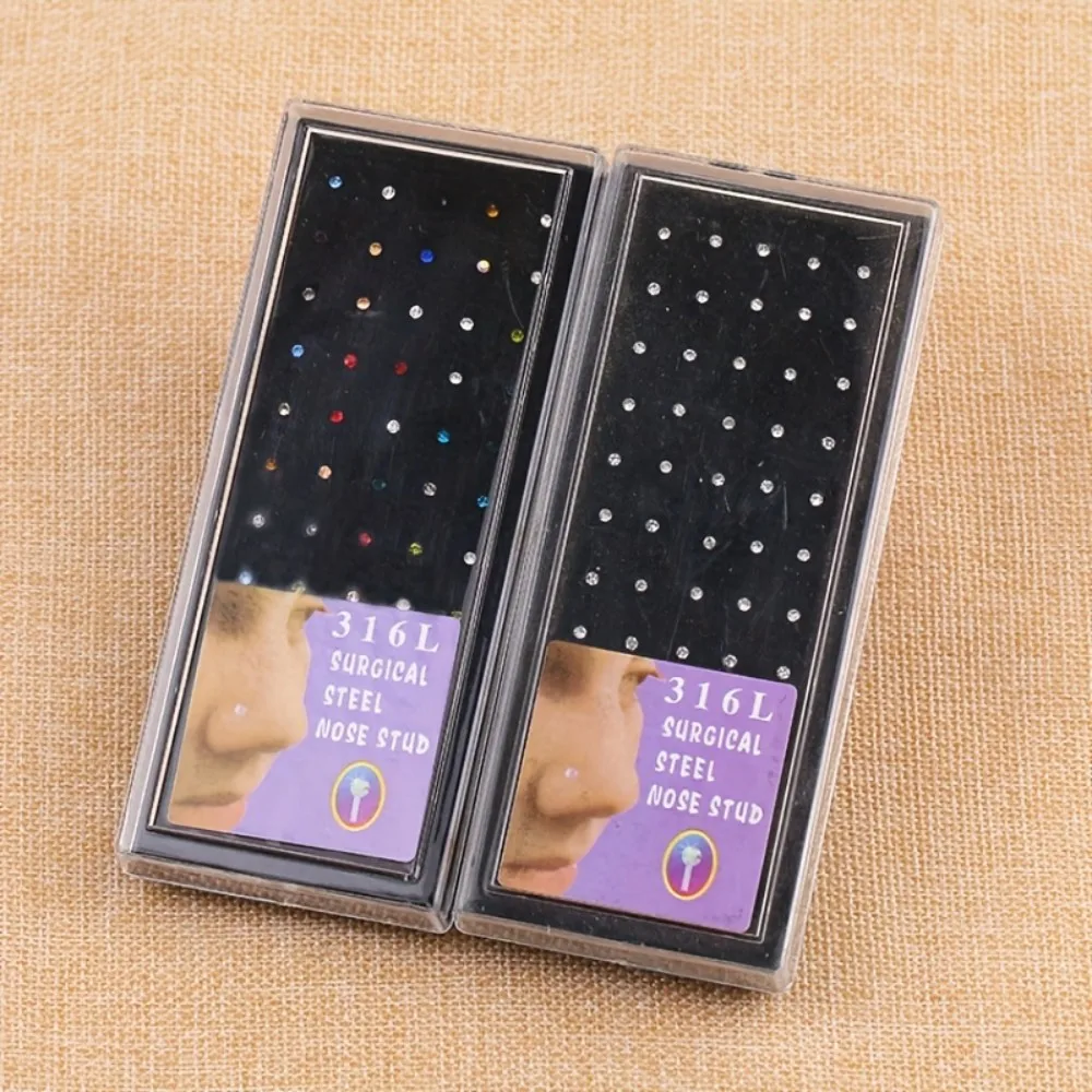 Juego de 60 uds de anillos para la nariz, pendientes de tuerca, conjunto de Piercing para la nariz de acero inoxidable, conjunto de joyería para el cuerpo, 857 tienda