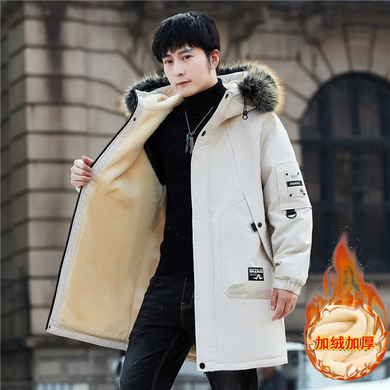 남성용 두꺼운 따뜻한 재킷, 후드 파카 코트, 양털, 트렌디 브랜드, 스트리트웨어, 울 라이너 재킷, 가을, 겨울, 신상