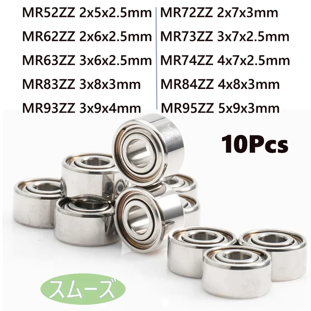 10 sztuk MR Series MR52ZZ MR62ZZ MR63ZZ MR72ZZ MR73ZZ MR74ZZ MR83ZZ MR84ZZ MR93ZZ łożysko metalowe ekranowane wysokiej jakości łożyska kulkowe