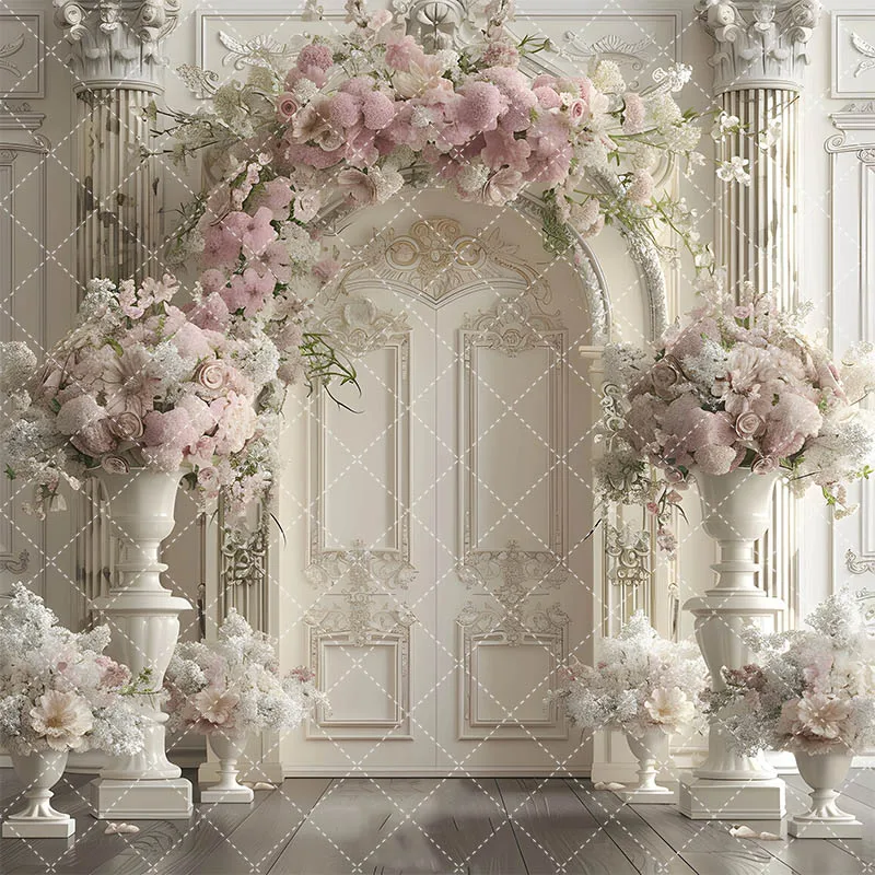 Mehofond fotografía telón de fondo arco flor pared maternidad retrato boda niños fiesta de cumpleaños rosa blanco Floral foto fondo
