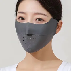 Sun Protection Ice Silk 3D Face Mask Women Cycling Anti-UV High Quality Solid Color Breathable Hunting Running Sport Mask