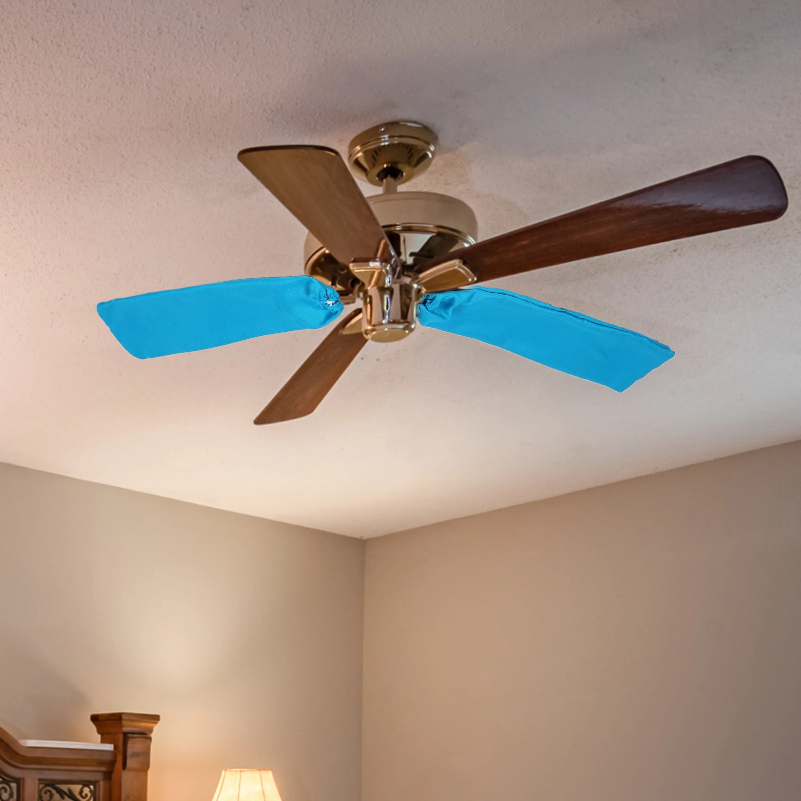 

4pcs Ceiling Fan Covers Dust Protectors Light Walnut Color Full Coverage For Indoor Outdoor Three-Blade Fans Replacement Cover