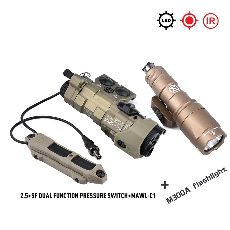 Wadsn MAWL C1 Metal CNC Aiming Green Laser Version Airsoft IR Visible +M300A/M600C Light Augmented Pressure Remote Dual Function