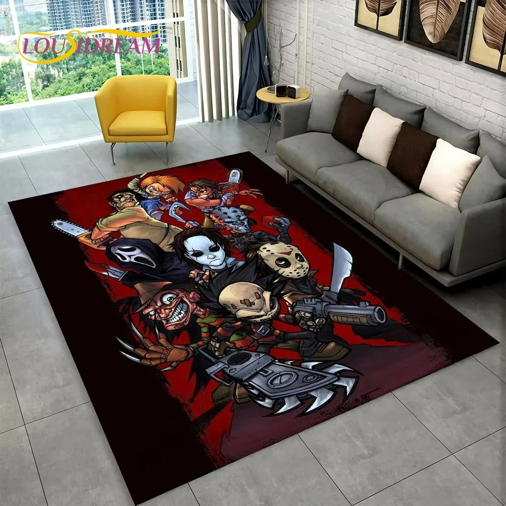 

Horror Movies Halloween Chucky Carpet for Living Room Sofa Decor Rug Men's Cave Fan Gift Bedroom Game Room Screen Room Mat