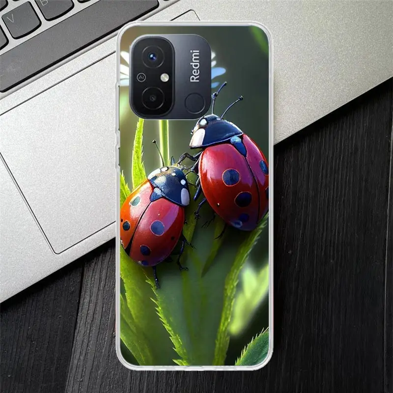 Insect Seven-Star ladybug Soft Silicone Phone Case For Xiaomi Redmi 12 12C 9 9A 9C 9T 10 10A 10C 8 8A 7 7A 6A 6 Pro S2 K20 K40 C