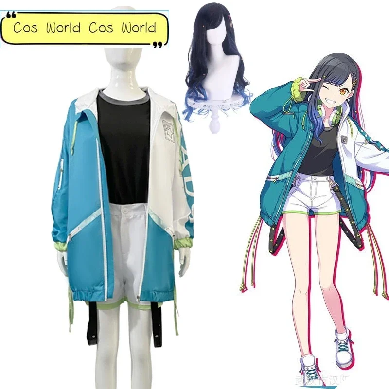 

Wonderlands×Showtime Shiraishi An Cosplay Costumes Colorful Stage Feat Coat Shorts Belt Full Suit Role Play Wig Costume Women