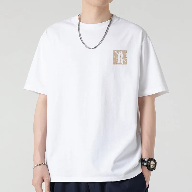 

Heavyweight Short-Sleeved T-Shirt Men's New Summer Loose Ins Hong Kong Wind Hundred Tide Cotton Half-Sleeved Tops Men's Clothing