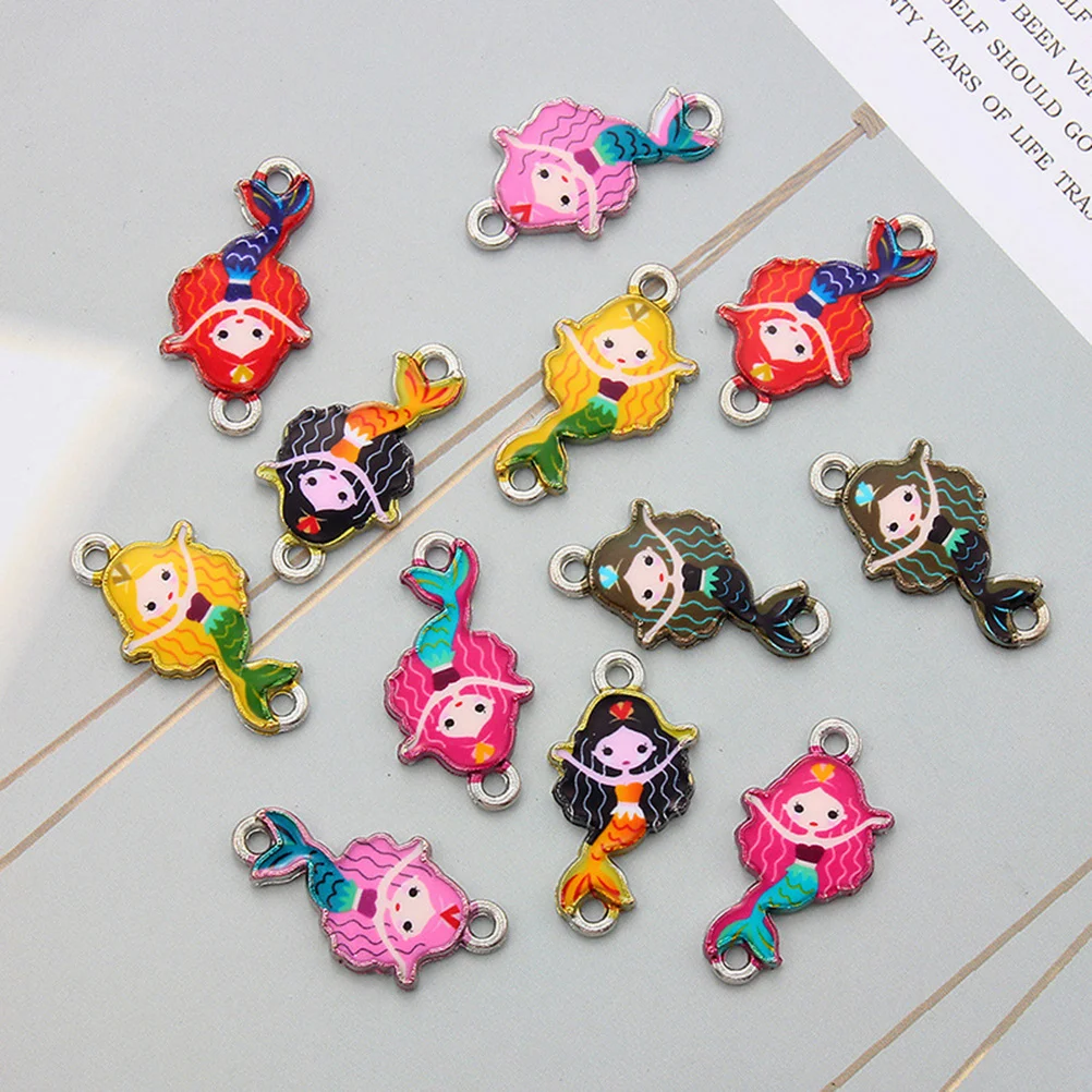 10 قطعة المعلقات سبائك حورية البحر فريدة من نوعها DIY سحر الموضة لقلادة سوار أقراط مجوهرات سبيكة قلادة سحر #3