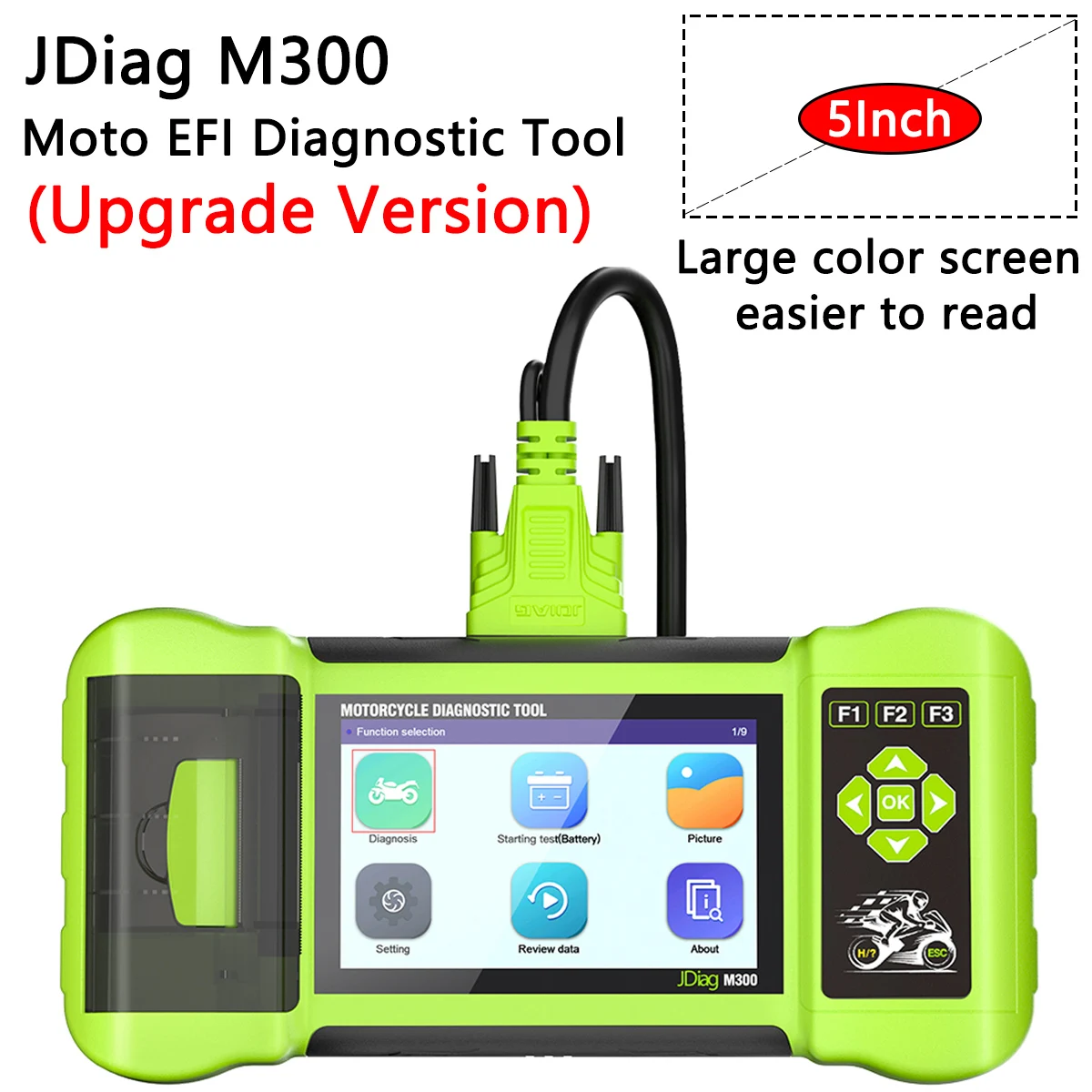 JDiag M300 EFI Motorcycle Diagnostic Clear Fault Code ABS Engine OBD2 Scanner for Honda Yamaha Quickly Read Data Upgrade Version