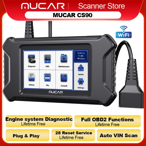 MUCAR CS90 BT200 OBD2 Diagnosetool Auto OBD 2 Scanner Scan Tool 28 Reset Wartungsservice Lebenslanges Update Kostenlos für alle Autos
