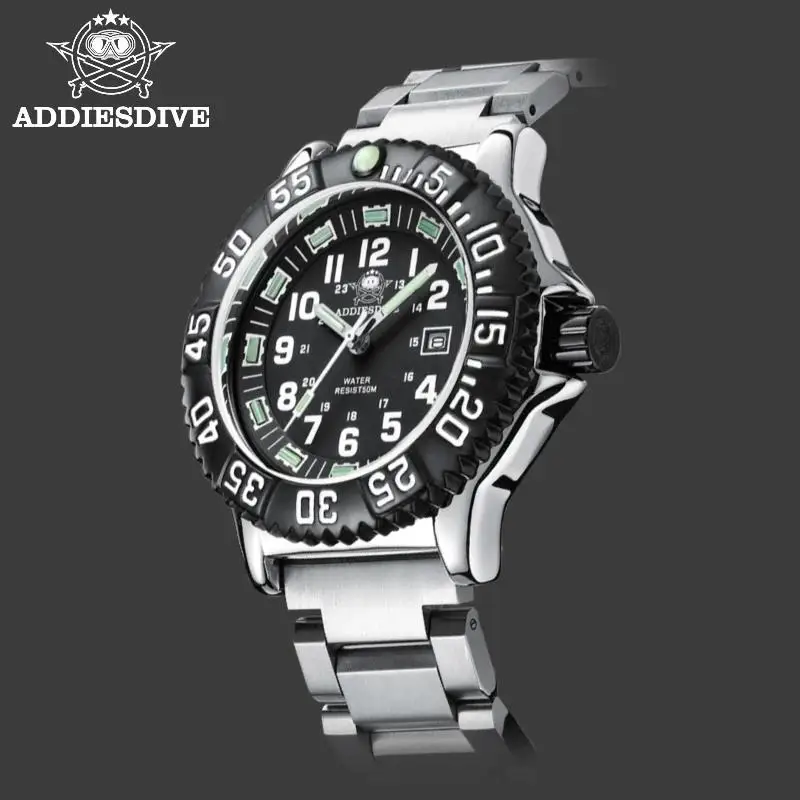 

Addies Dive New Men Watch 316L Stainless Steel Strap Black Dial 50m Waterproof Watch Luminous Hand 51mm Alloy Case Sports Watch