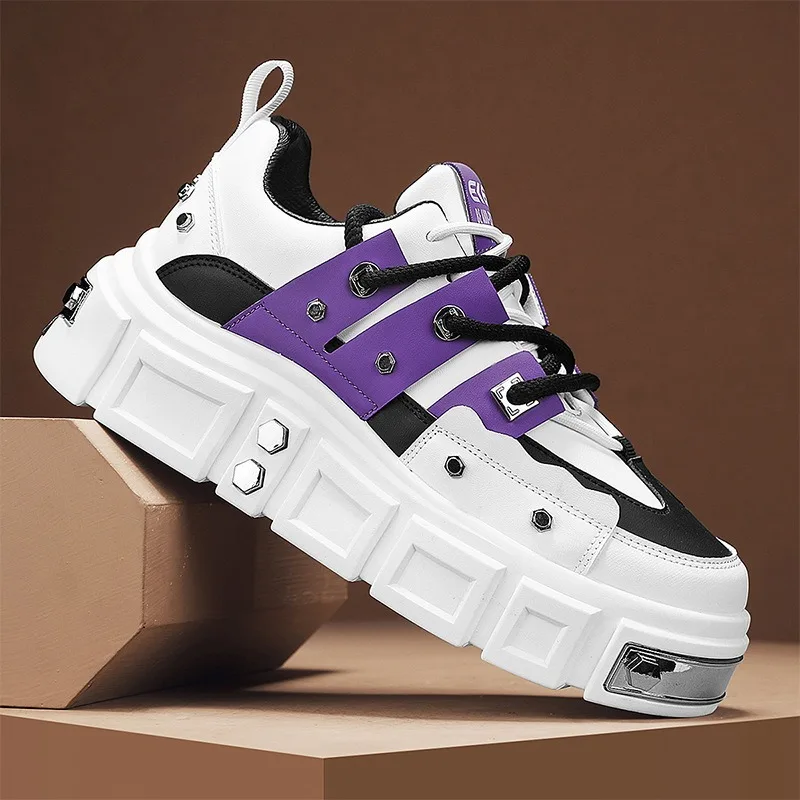 Shoes for Men High Quality Thick-soled Heightening Board Shoe Sneakers Fad Breathable Leather Sports Men Shoes Zapatillas Hombre