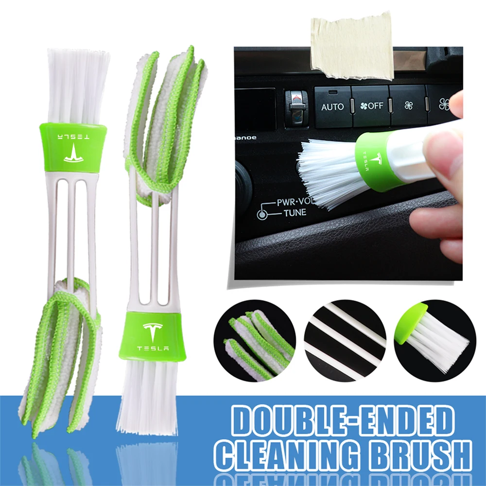 Двусторонняя щетка для чистки автомобиля Air Oulter, аксессуары для чистки деталей, инструменты для Tesla Model 3 Model S Model X Coil Mod Roadster