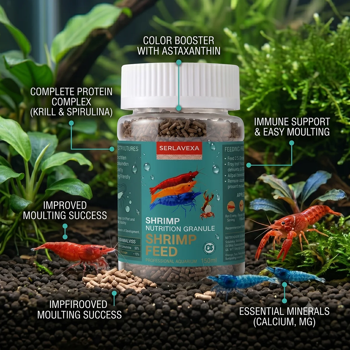حبوب علف الجمبري SERLAVEXA عال - مراجعة Aquarium Fish Vitamin وسعره