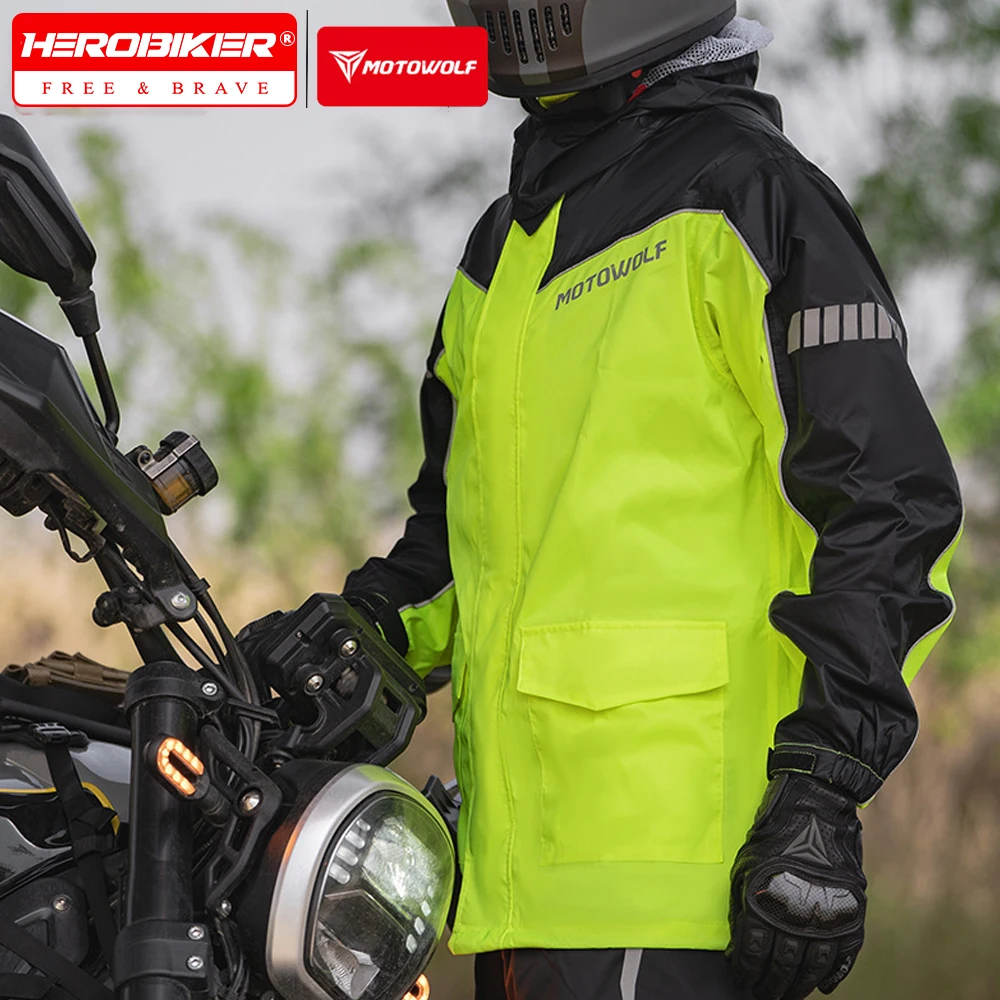 

Мотоциклетный дождевик MOTOWOLF: водонепроницаемый, светоотражающий, легкий комплект из куртки и брюк (2 предмета) для мужчин и женщин, раздельный, для езды в дождливую погоду