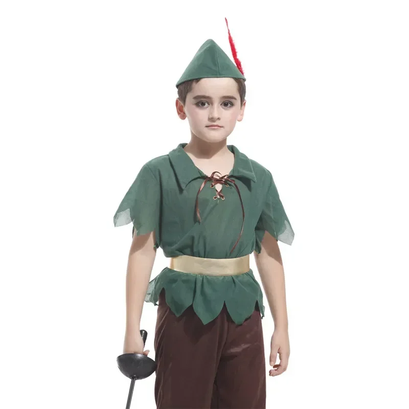 MN1 Costume da Peter Pan per bambini per ragazzi Halloween Purim Carnevale Festa in maschera Vestito cosplay 4-10Y9 * Jy