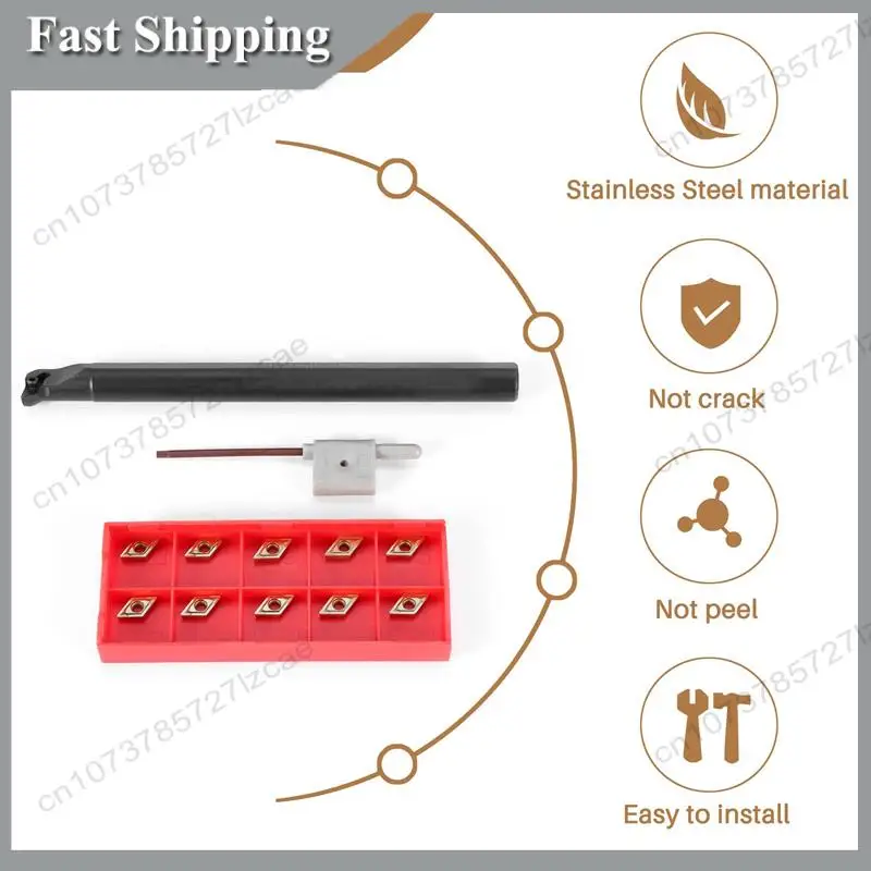 

-A99Z 12Pcs Dcmt0702 Carbide Inserts + S12M-Sducr07 Boring Bar 150Mm With Wrench For Cnc Lathe Inner Turning Tools