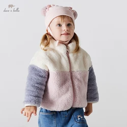 Dave Bella Fashion Girls Autumn Winter Coat Fleece Jacket Soft Warm Tops Children Outerwear Baby Clothes DB14864-A