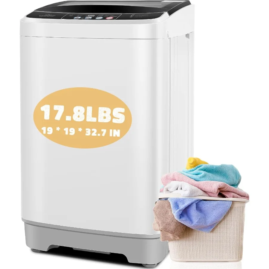 

Compact Portable Washing Machine 17.8Lbs with 2.4Cu.ft Capacity 10 Wash Programs and 8 Water Levels for Apartment RV Dorm Use I