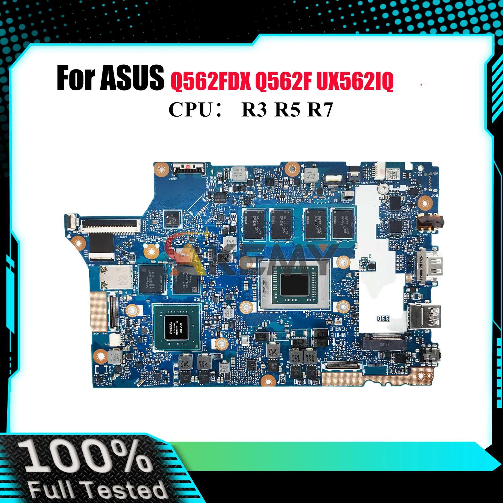

UX562IQ Материнская плата для ноутбука ASUS ZenBook UX56IQ Q562F UX562 Q562FDX Материнская плата для ноутбука с процессором R3 R5 R7 100% tests OK stk