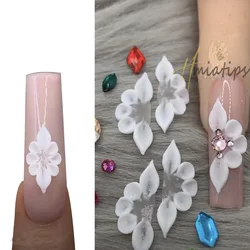 3D White Acrylic Nail Flowers Nail Charm Side Flower Pure Handmade Accessories Multiple Design Charms Nail Art Decoration