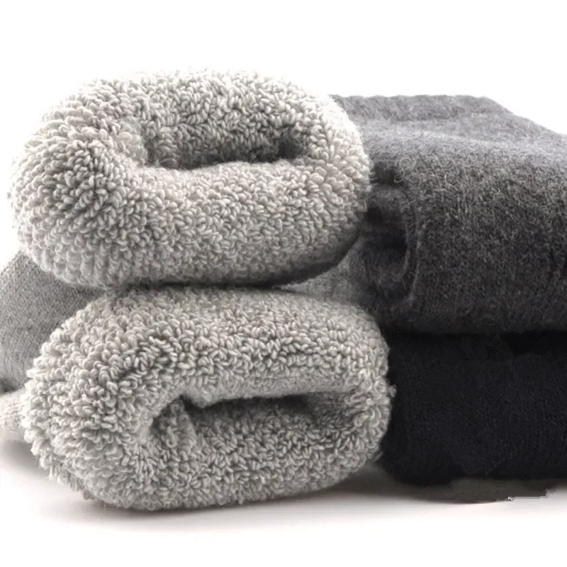 Winter Super Thick Merino Wool Terry Socks Men Women Solid Color Thermal Warm Socks Cold Proof Snow Anti Freeze Casual Socks