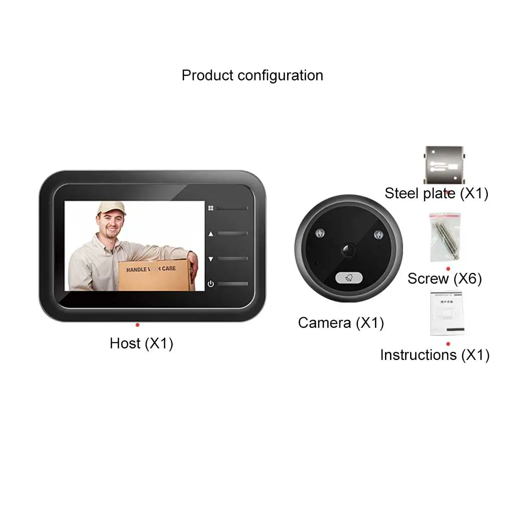 Campainha de Vídeo Digital Peephole, Tela Video-Eye, Gravação Automática, Alta Definição, Visualizador de Porta, Câmera, 2,4"