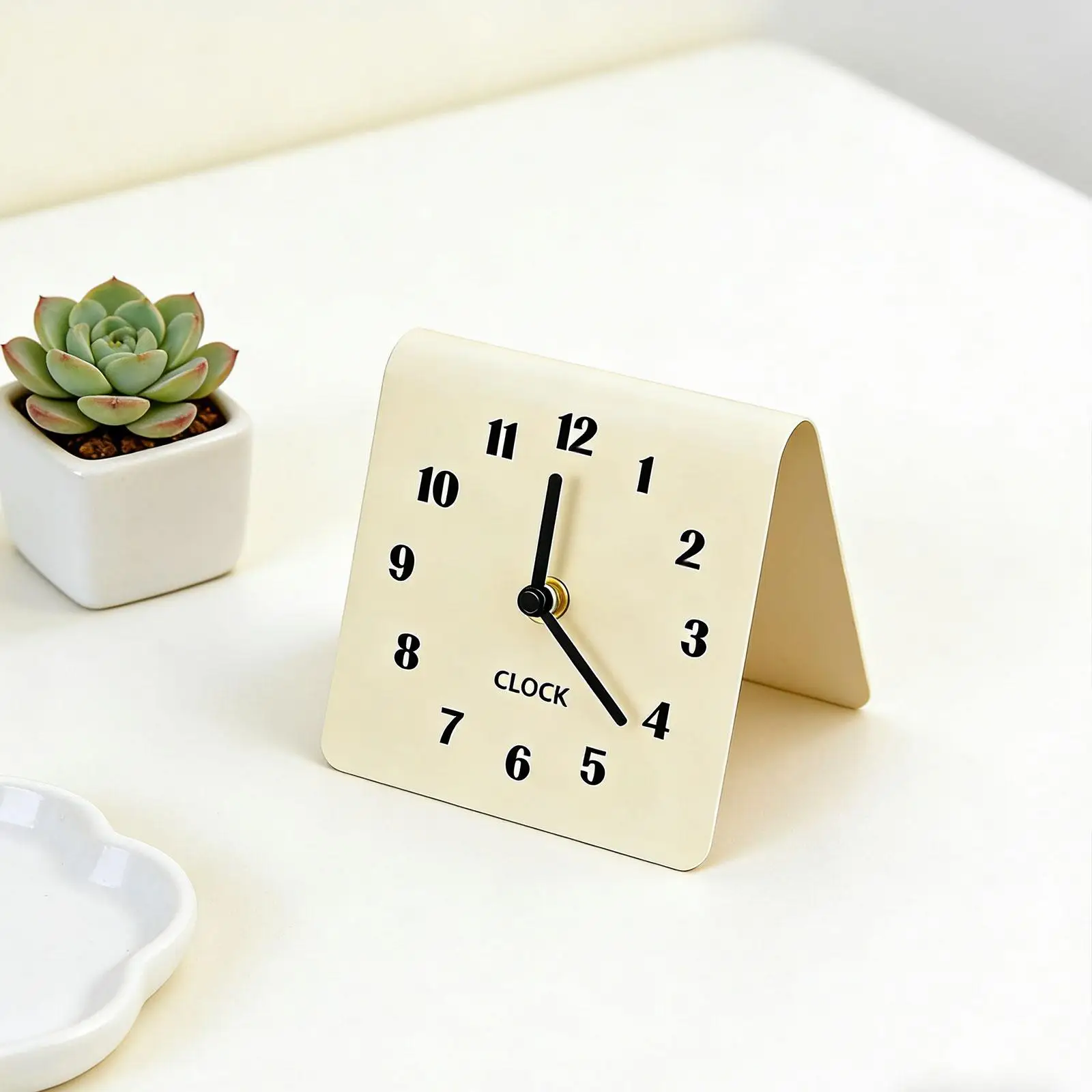 Desk Analog Clock Ornament Modern Small Decorative Tabletop Clock Non Ticking for Christmas NightStand Party Living Room Mantel