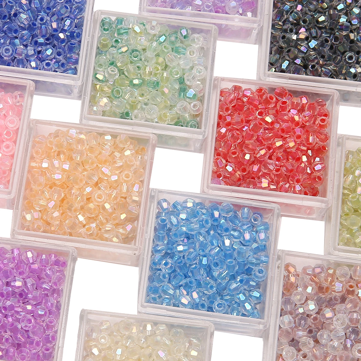 135pcs 4mm Rhombus Glass Seed Beads Faceted Austria Crystal Loose Spacer Beads For Jewelry Making DIY Charm Bracelet Accessories