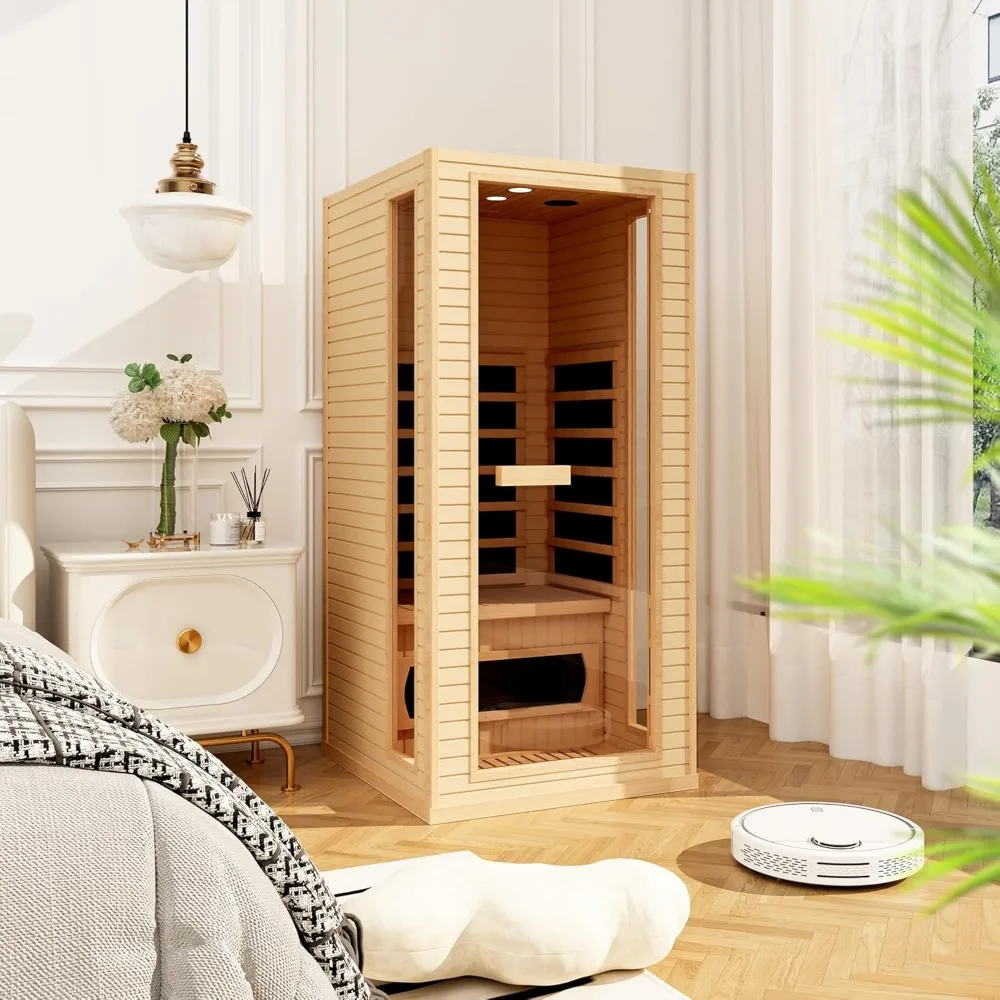 Infrared Sauna, 1 To 2 Person Full Spectrum Infrared Sauna for Home, Rapid Heating 4 Carbon Panels&1 Carbon Tube, Saunas