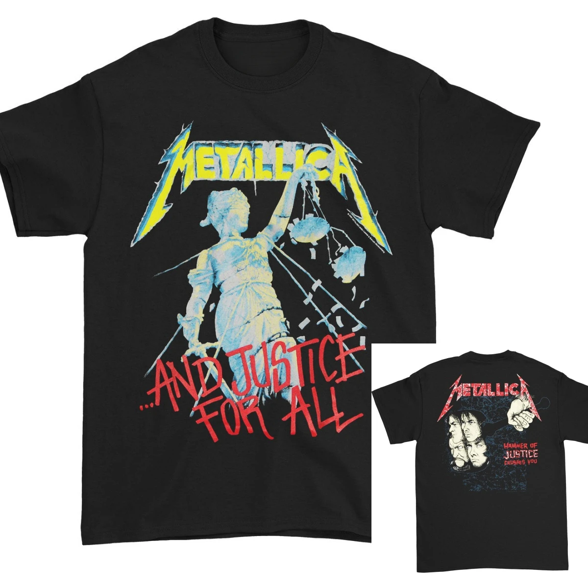 And Justice for All Metallica Band T-Shirt Baumwolle Grafik-T-Shirt Herren Damen Sommer Streetwear – Detail 6