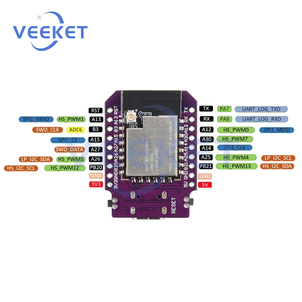 MINI BW16 Entwicklungsboard RTL8720DN Dualband WiFi Bluetooth BLE Modul CH340 für Arduino