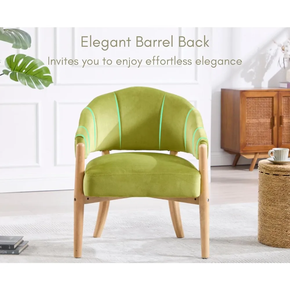 كرسي برميل مخملي حديث كرسي منجد بذراعين مع أرجل خشبية مريح للقراءة كرسي جانبي للمكياج لغرفة المعيشة