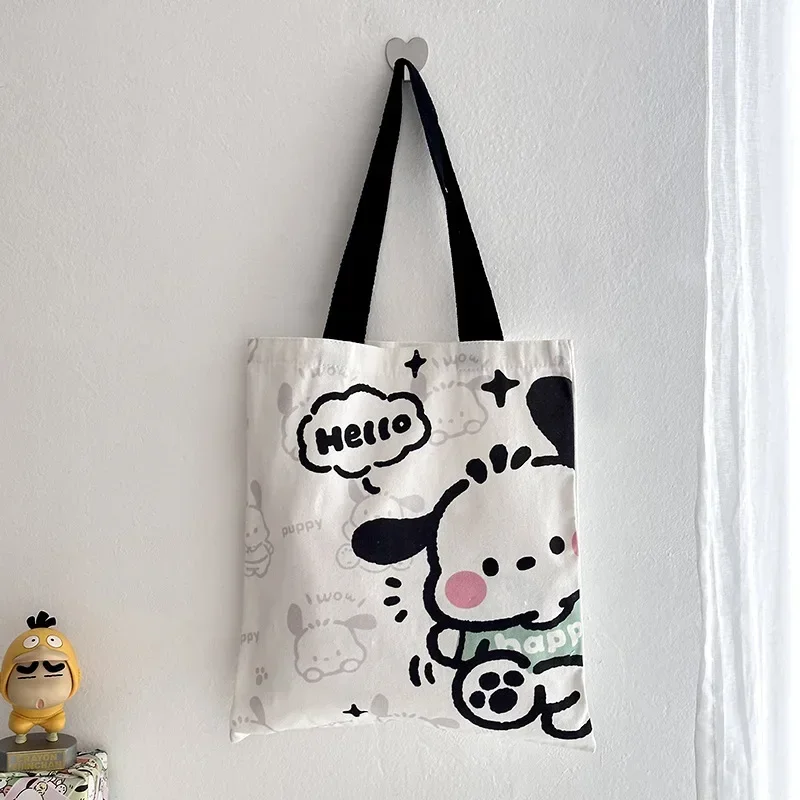 

Sanrio Pochacco Canvas Bag Cute Cartoon Large Capacity Handbag Versatile Fashionable Book Bag Tutoring Gift Bags for Women