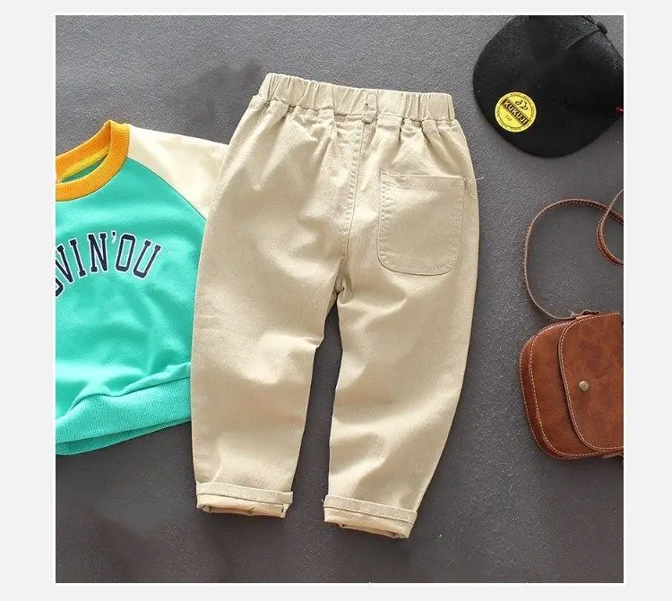 2-7 Y طفل الأطفال رقيقة الكاكي الأبيض الفتيان السراويل القطنية غير رسمية الفتيات الربيع الصيف طفل طفل مستقيم الساق السراويل الطويلة