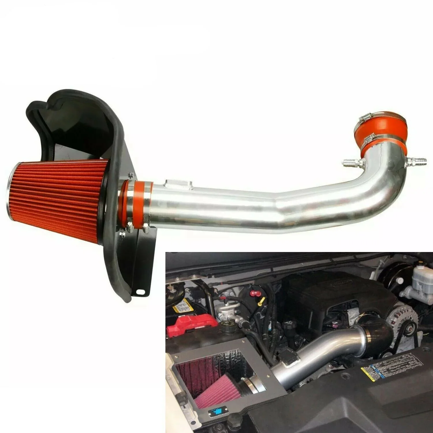 

Engine Cold Air Intake System Kit with Heat Shield Filter for Chevy GMC Sierra 1500 14-19 Yukon Denali/Denali XL